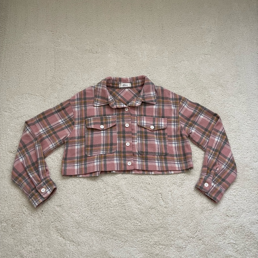 Pink Cropped Flannel
